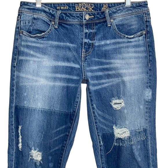 Buckle Black Fit No 53 Ankle Skinny Jeans 30 Denim Mid Rise Distressed Stretch - Picture 2 of 11